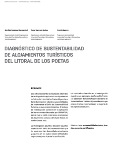Imagen DIAGNÓSTICO DE SUSTENTABILIDAD DE ALOJAMIENTOS TURÍSTICOS DEL LITORAL DE LOS POETAS
